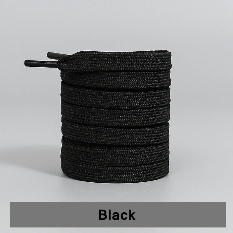 1Pair Flat Double Layer Classic Black White Shoe Laces Fashion Solid Sports Shoelace Casual Unisex Shoe Strings Shoe Accessories