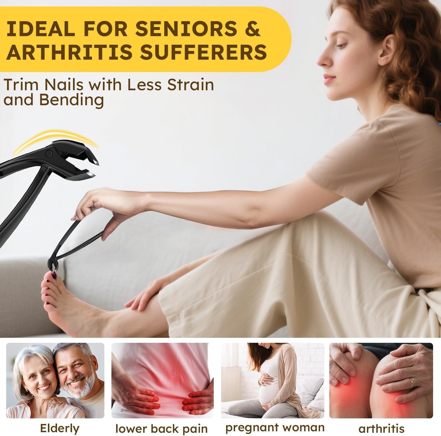 Nail Clippers for Seniors, Long Handled Toenail Clippers for Thick Toenails