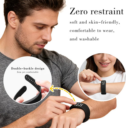 Vibrating Alarm Wristband for Heavy Sleepers, 40-Day Battery Life, Waterproof Silent Shock Watch with USB Charging, Silent Vibration Alarm Clock for Students, Sports, Won‘T Wake Your Partner (Black)