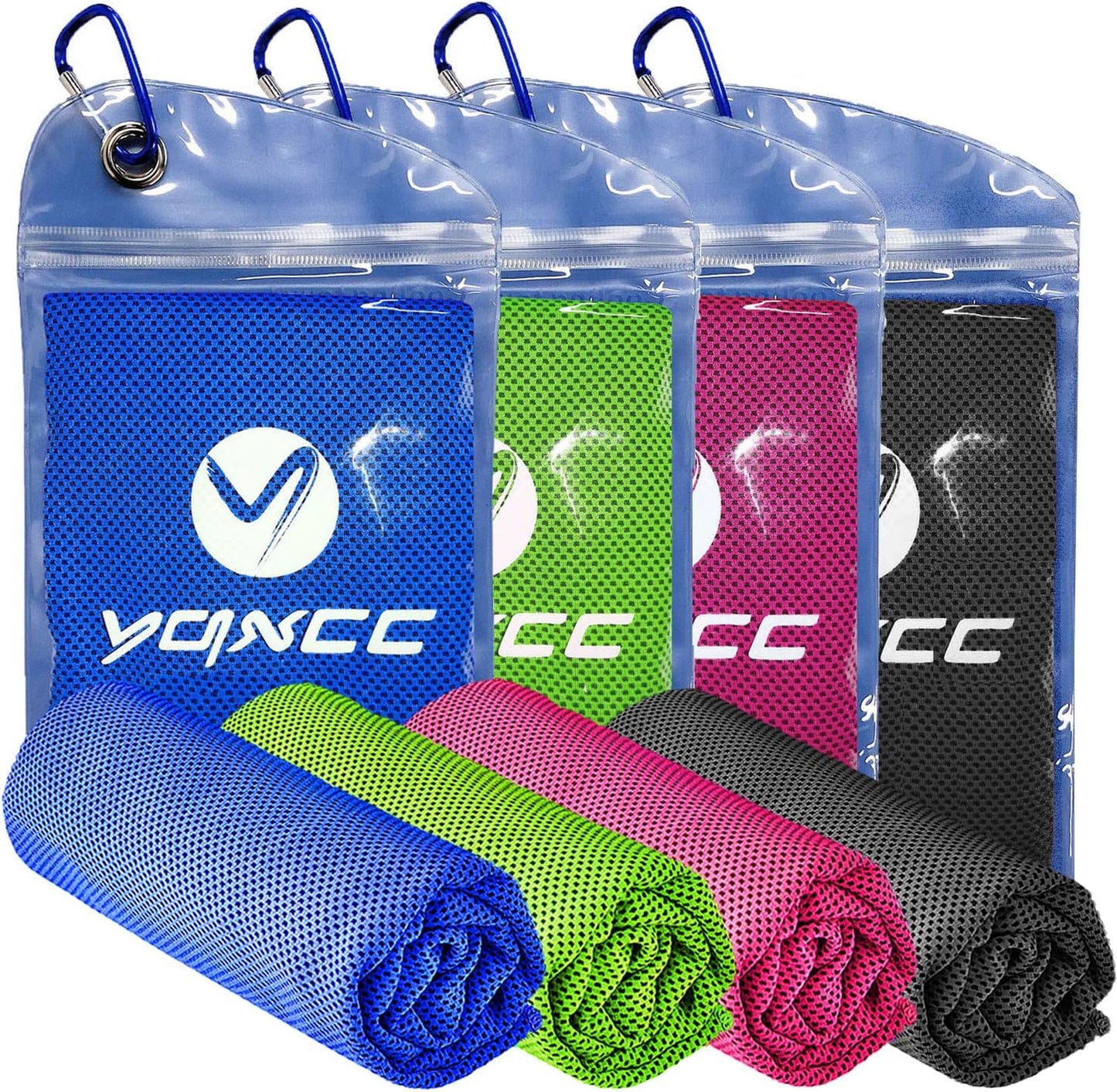 4 Pack Cooling Towels (47"X12"), Ice Cool Towels for Neck & Face