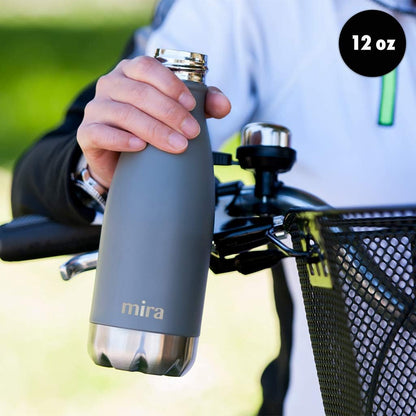 2 Pack 12 Oz Insulated Water Bottle - Slim Stainless Steel Cola Shape Thermo - Double Wall Hot & Cold Flask (24Hr Cold/12Hr Hot) - Lavender Violet & Hawaiian Blue