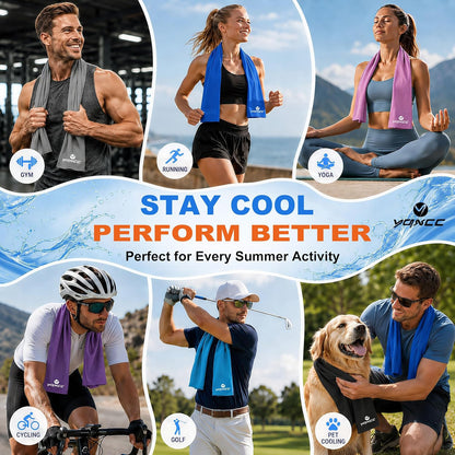 4 Pack Cooling Towels (47"X12"), Ice Cool Towels for Neck & Face
