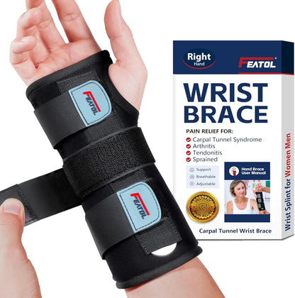 Carpal Tunnel Wrist Brace Night Support, Adjustable Right Hand Brace