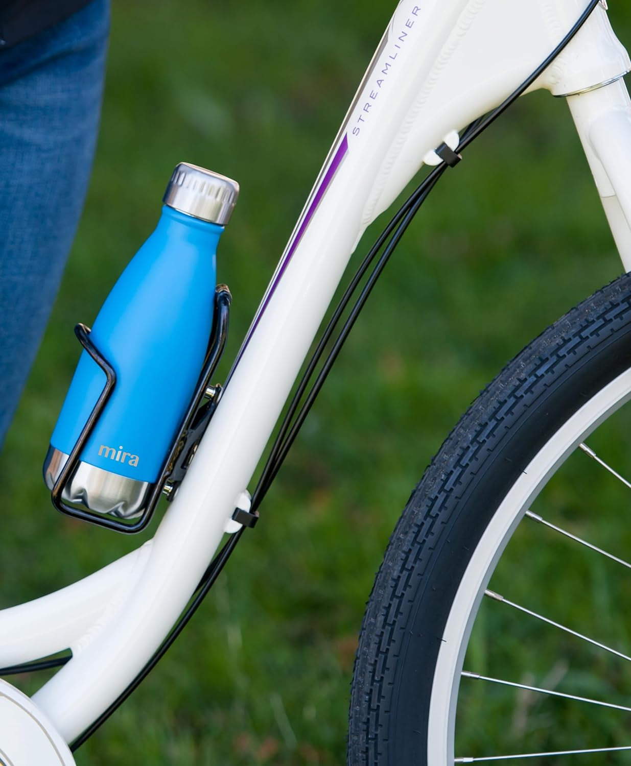 2 Pack 12 Oz Insulated Water Bottle - Slim Stainless Steel Cola Shape Thermo - Double Wall Hot & Cold Flask (24Hr Cold/12Hr Hot) - Lavender Violet & Hawaiian Blue