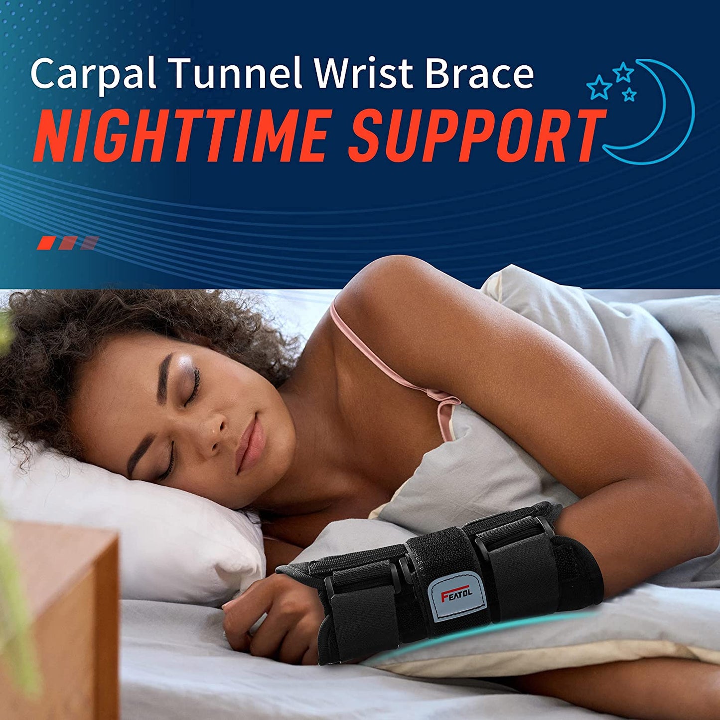 Carpal Tunnel Wrist Brace Night Support, Adjustable Right Hand Brace