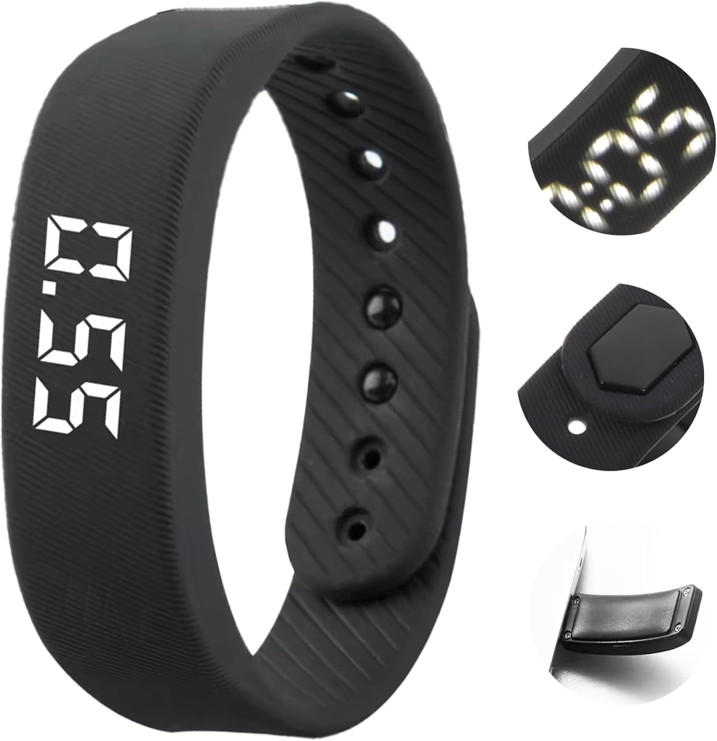 Vibrating Alarm Wristband for Heavy Sleepers, 40-Day Battery Life, Waterproof Silent Shock Watch with USB Charging, Silent Vibration Alarm Clock for Students, Sports, Won‘T Wake Your Partner (Black)