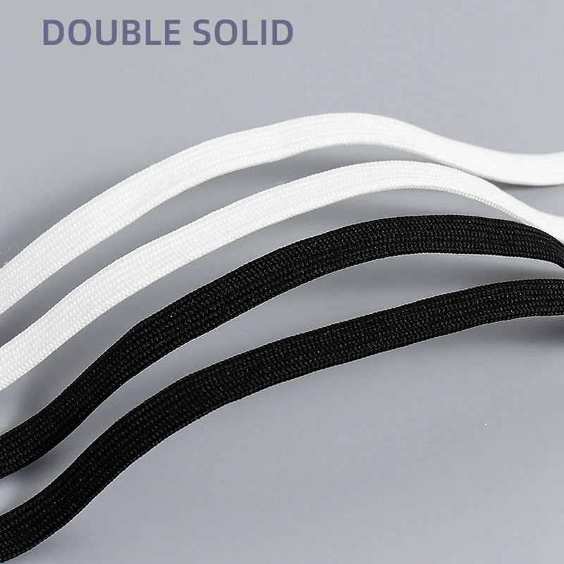 1Pair Flat Double Layer Classic Black White Shoe Laces Fashion Solid Sports Shoelace Casual Unisex Shoe Strings Shoe Accessories